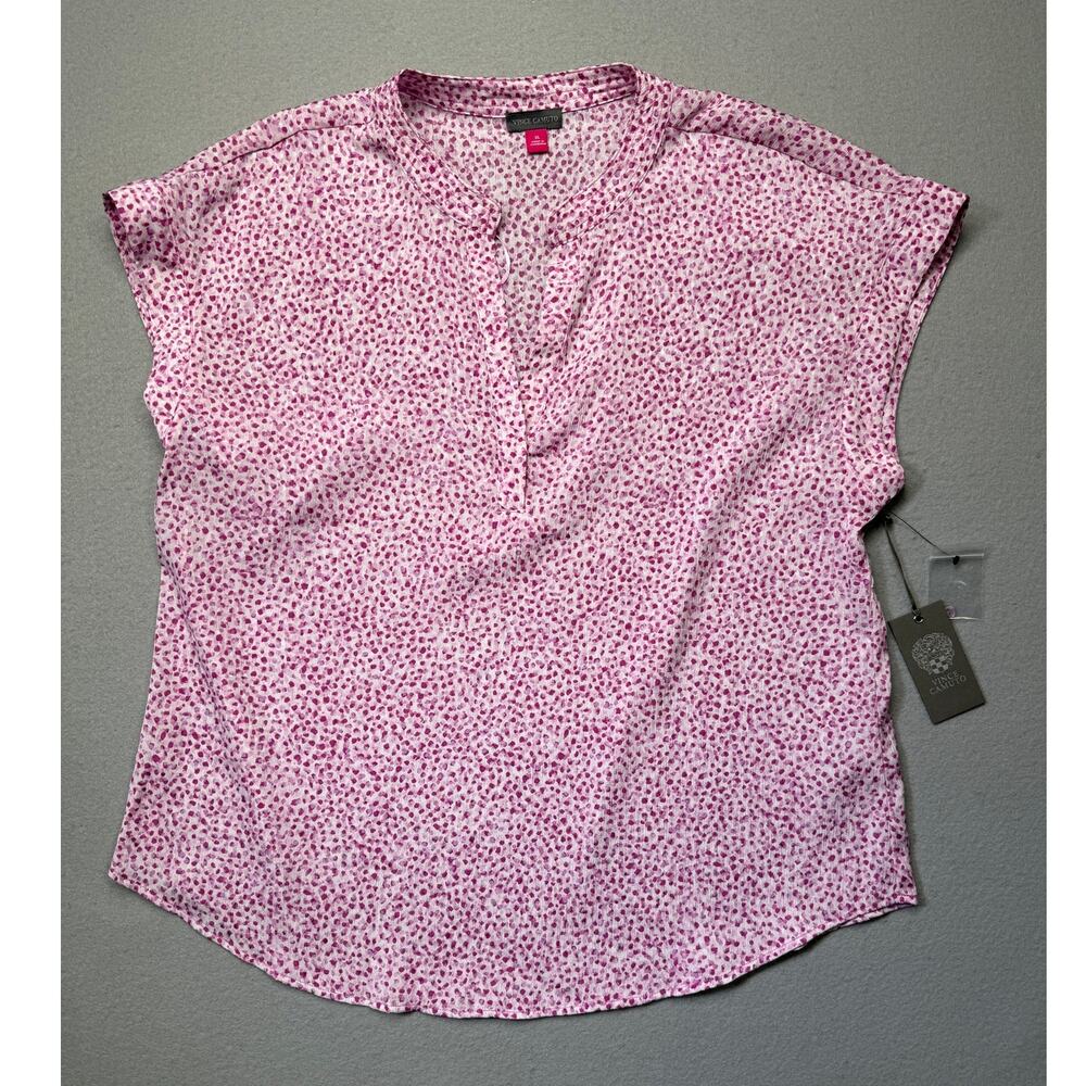 Vince Camuto Women's Split-Neck Cap Sleeve Top - Violet Blush XL $59